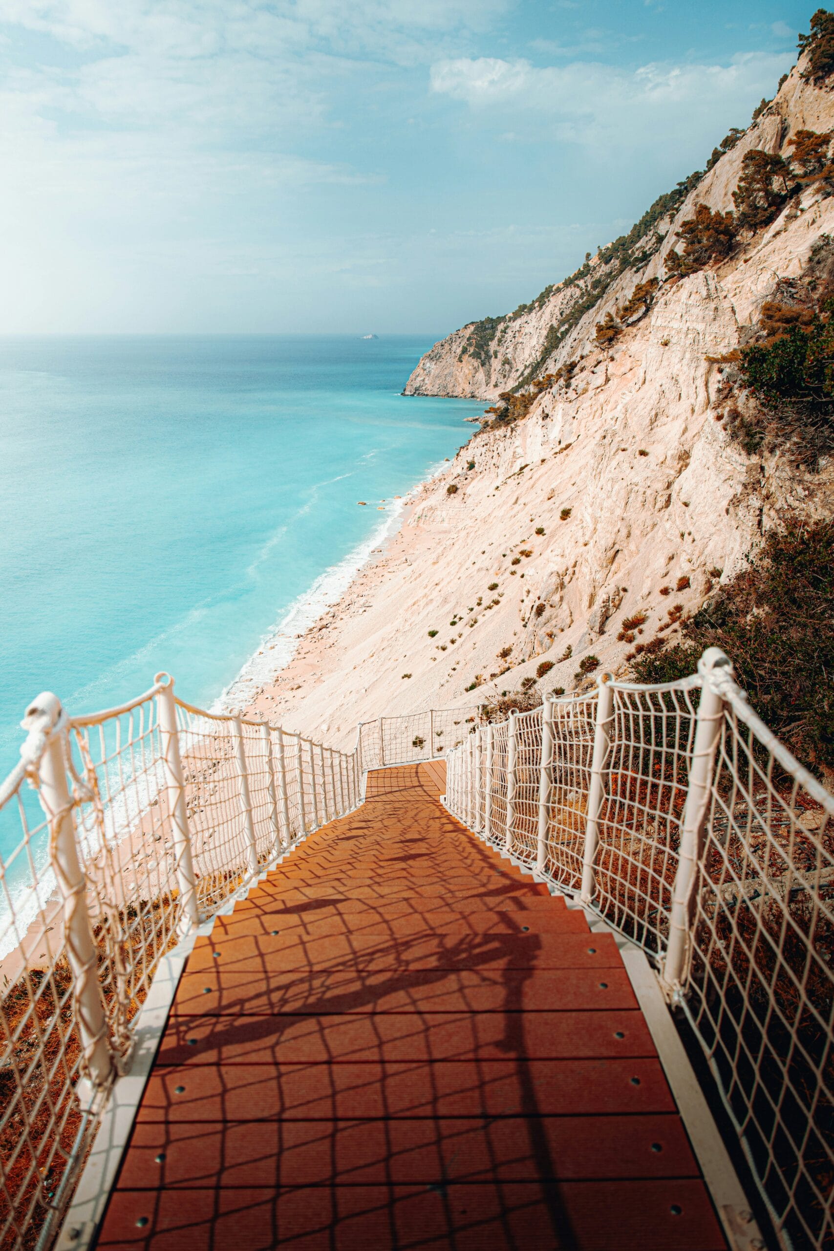 Egremni Beach Guide 3 View over Egremni Beach in Lefkada with white cliffs and clear blue sea