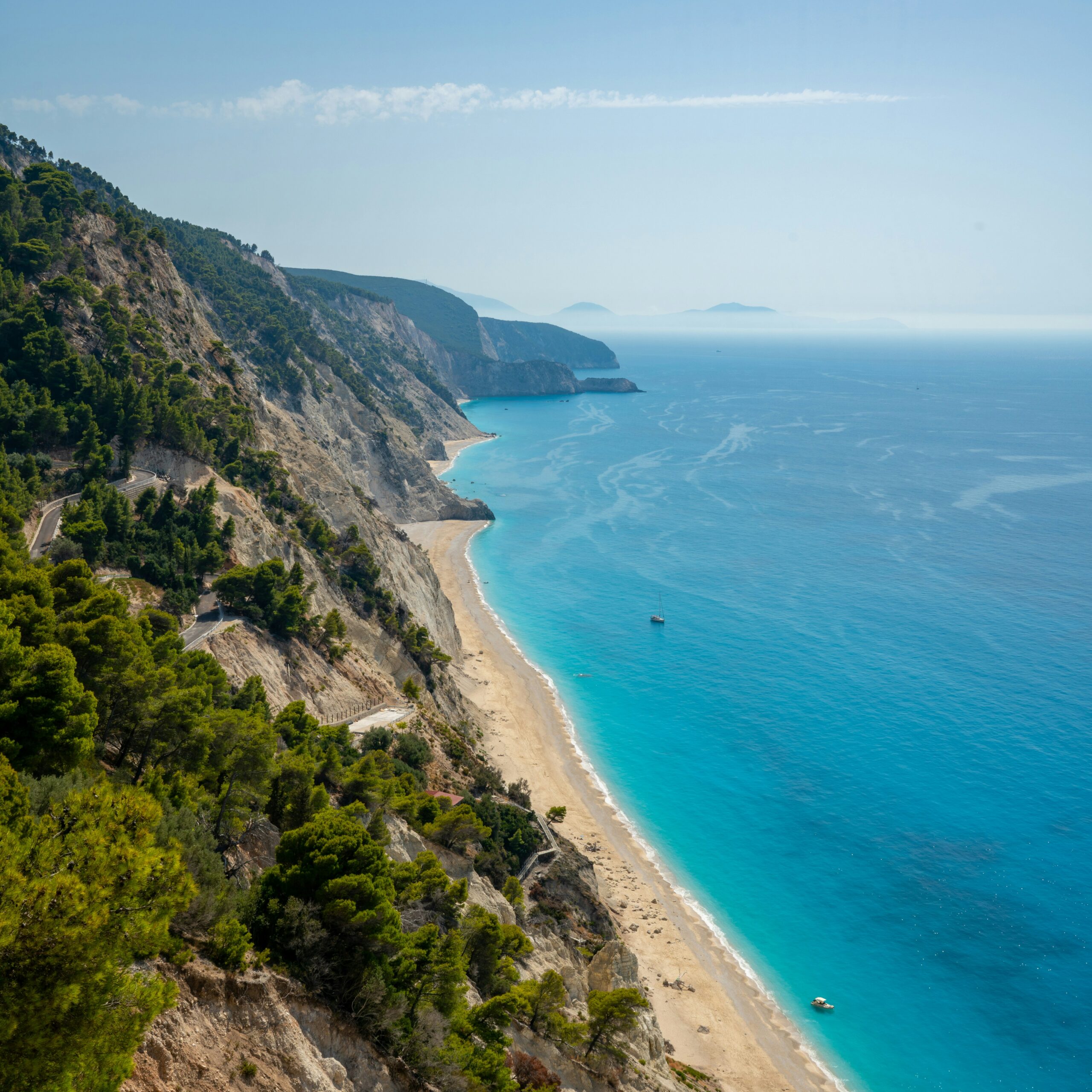 Egremni Beach Guide 4 Egremni Beach cliffs in Lefkada above bright turquoise Ionian water
