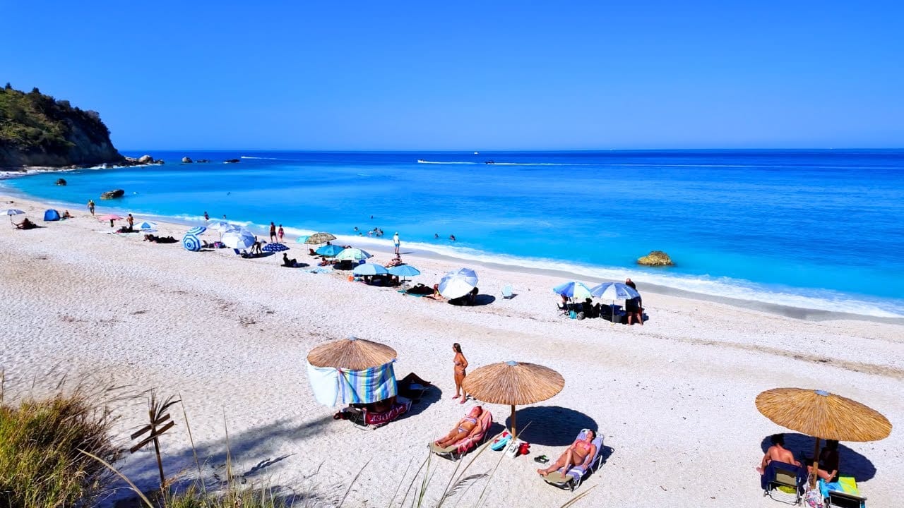 Hidden Beaches in Lefkada 1 Hidden beach shoreline in Lefkada with clear blue water and natural scenery