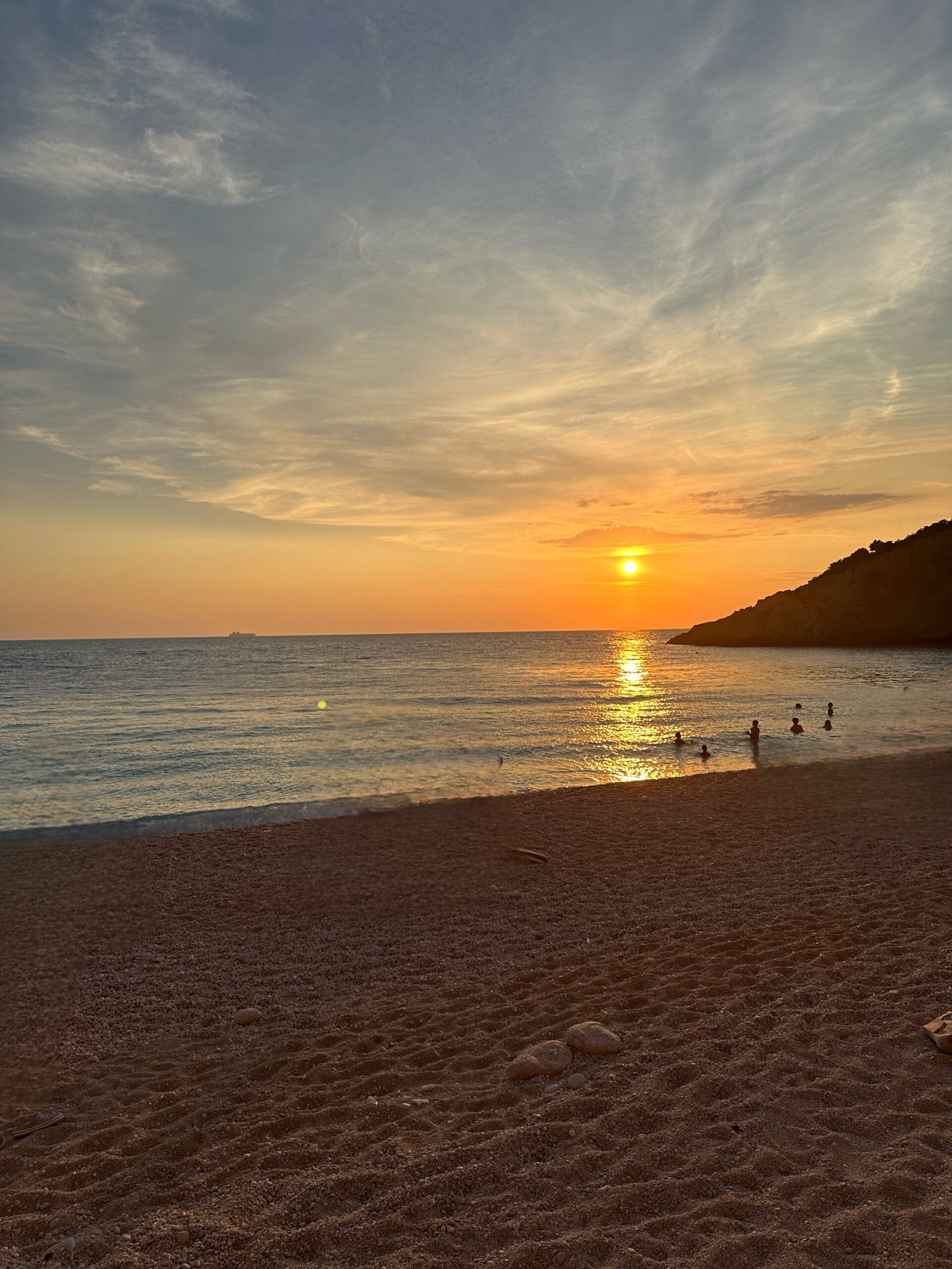 Porto Katsiki sunset over the Ionian Sea near Villas Katsiki in Lefkada